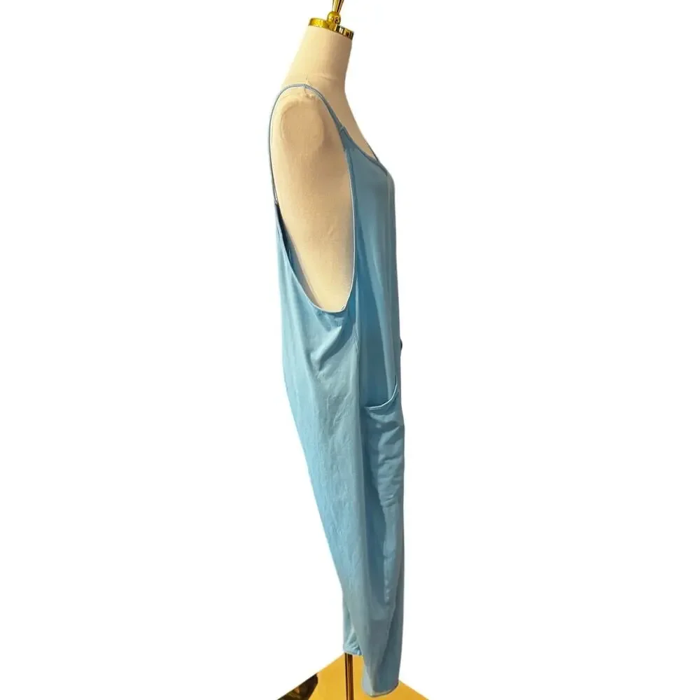 Free People FP Movement Hot Shot Jumpsuit Light Blue Size Large One Piece Boho